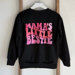 ETSY “Mamas Little Bestie” Black Crewneck Graphic Sweatshirt Girls sz: 8Y